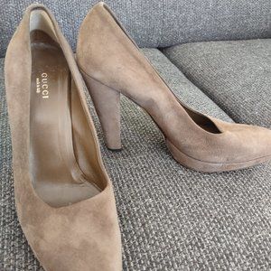 GUCCI Suede Heels Truffle Brown MADE IN ITALY
